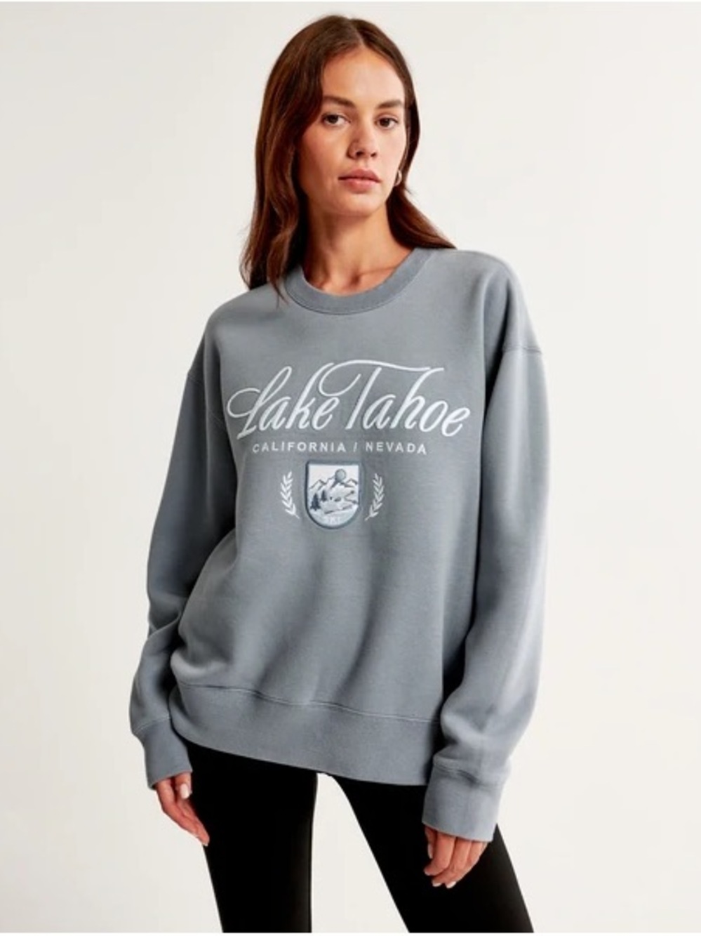 Abercrombie & Fitch Lake Tahoe Graphic Crewneck - Light blue grey